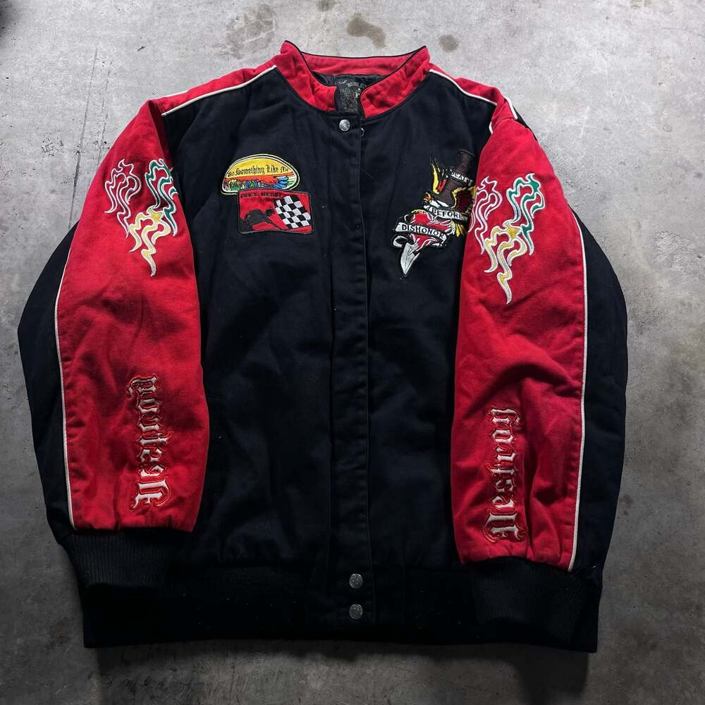 Blue Axes Death Before Dishonor Embroidered Varsity Jacket Size 3X